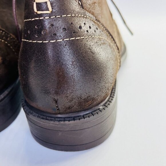 English Laundry Mens Chuck Size 10.5 Ankle Boots Brown Leather Wingtip EL2504B - Picture 5 of 15